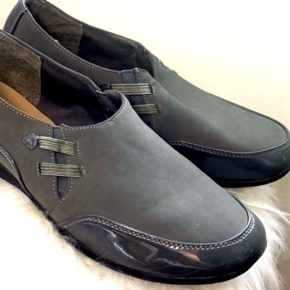 Angel Steps  Black/Navy Patent Leather accented flats with Arch Support size 10 - Picture 1 of 11